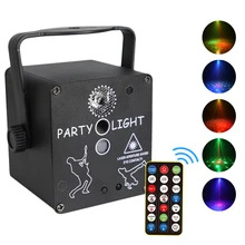 

3 Lens Stage LED Laser Light Rechargeable Party Light Voice Activated Light Projector with Remote Control