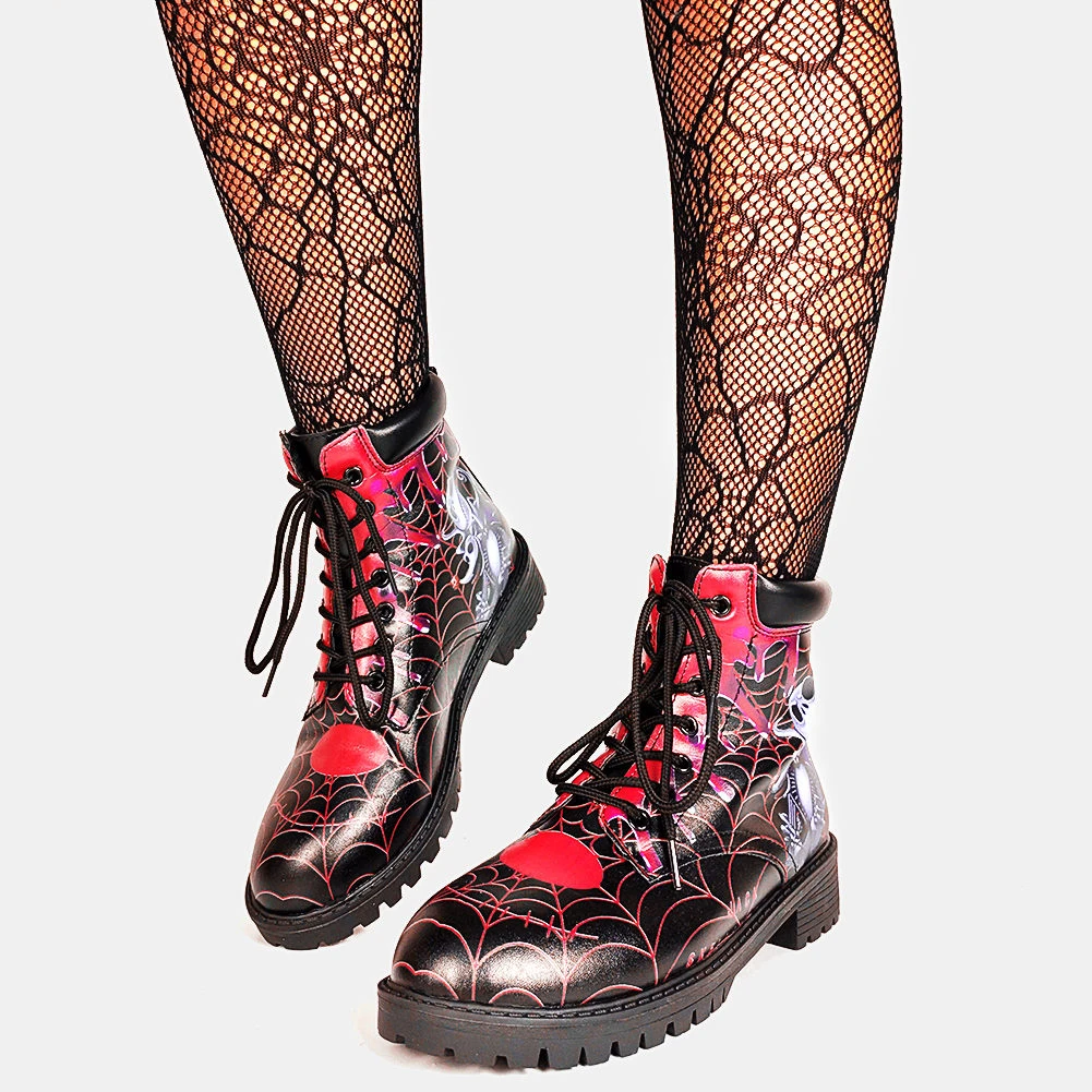 GIGIFOX botas para mujer con calaveras y mariposas góticas, botines para exteriores, zapatos de moda de jungla, regalo de Halloween, talla grande 46|Botas hasta el tobillo| -