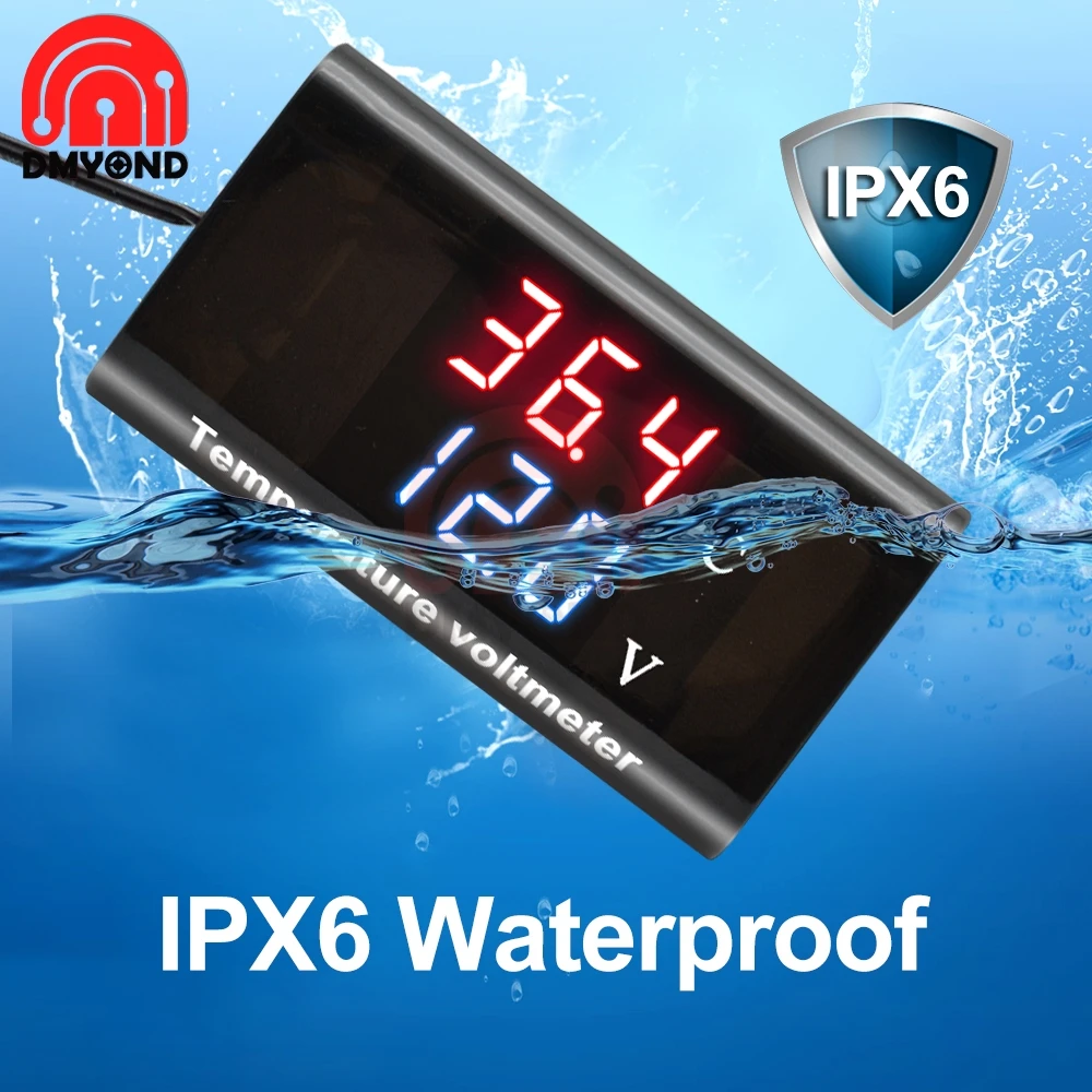 IPX6 Waterproof Digital Voltmeter Volt Meter 12V Car Motorcycle 0.28 Inch LED Display Volt Voltage Meter Tester Panel Detector