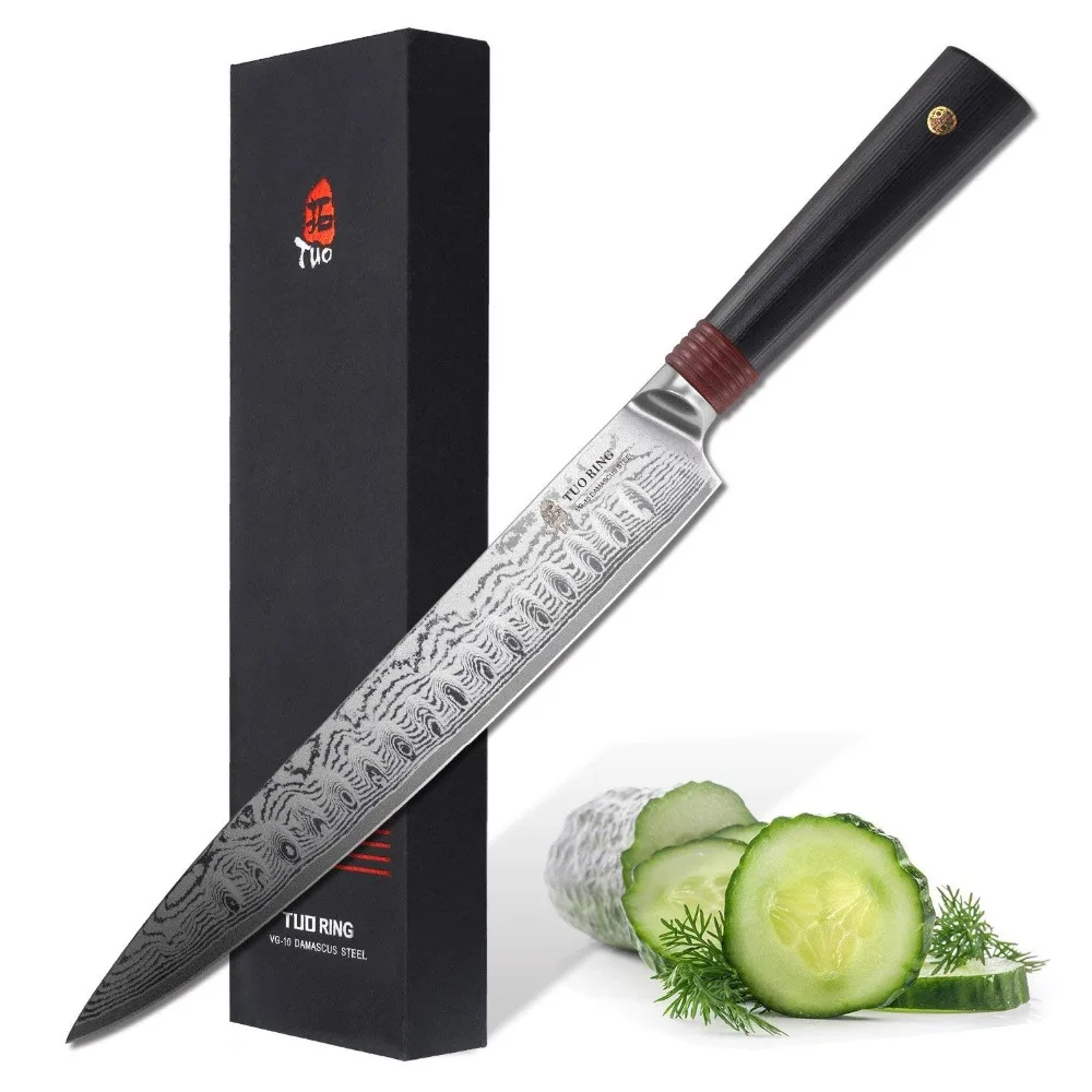 TUO Cutlery Slicing Knife Japanese Damascus VG 10 High Carbon Stainless