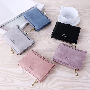 

2019 Newly Women Wallet PU Leather Frosted Retro Purse Hand Holding Zipper Credit Card Holder Organizer H66