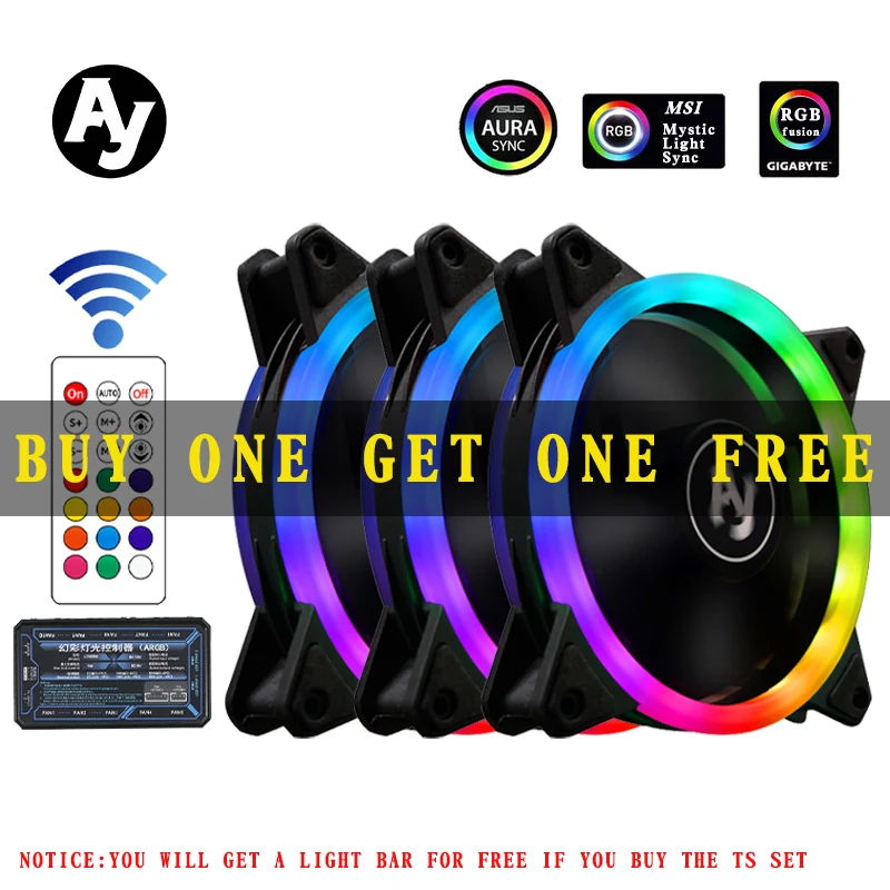 Ай кулер ПК чехол 120mm вентилятор Rgb регулировки Скорость Aura Sync Argb Mute красочные IR