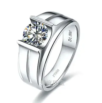

Free Shipping 1 carat synthetic SONA stone Engagement rings for men,sterling silver ring, Men's weeding ring
