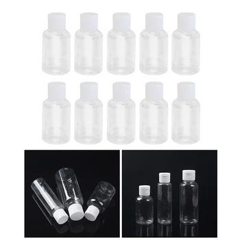 

10Pcs 50ml Empty Plastic Sample Bottle Container Jar Pot Vial with Flip Lid Perfect for Emollient Water Shower Gel Emulsion (Cap