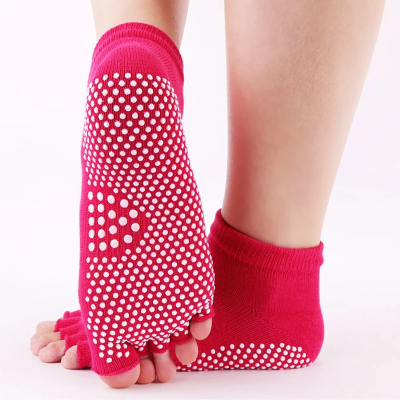 Женские носки для йоги с пятью носками нескользящие пилатеса высокие эластичные