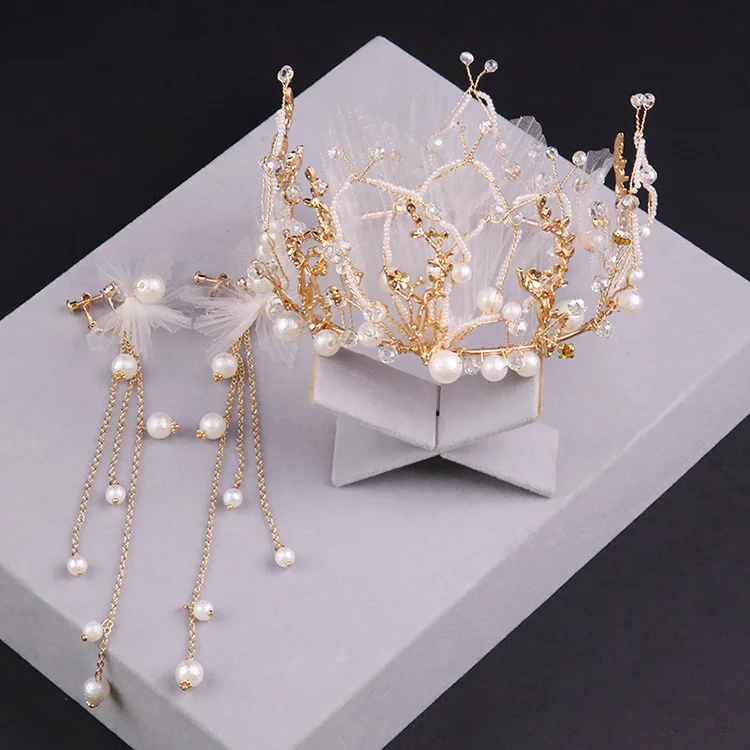 Очаровательная корона принцессы для невесты Новое Поступление Золотые круглые хрустальные свадебные аксессуары для волос украшения на голову