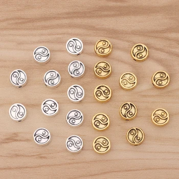 

100 Pieces Yin Yang Spacer Beads 2 Sided for Necklace Bracelet Jewellery Making Findings 8.5x8.5mm