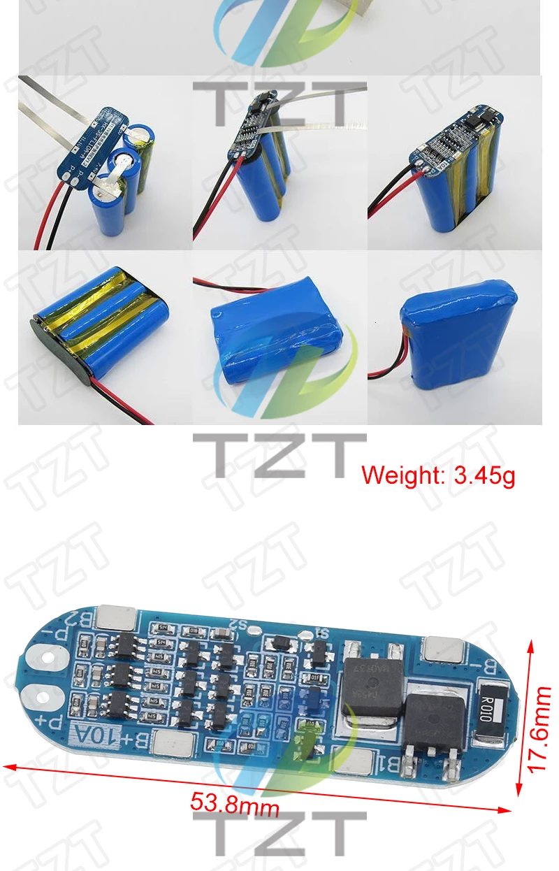TZT 1/3PCS 3S 10A Li-Ion Lithium-Batterie 18650 Ladegerät-Schutzplatine 11,1V 12,6V – Detail 2