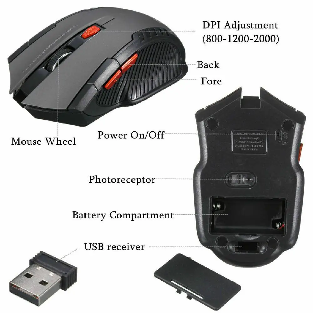 2,4 ГГц Беспроводная оптическая мышь для геймеров, для ПК, игр, ноутбуков, игр, беспроводные мыши с USB Приемником, Прямая поставка, Mause, новинка