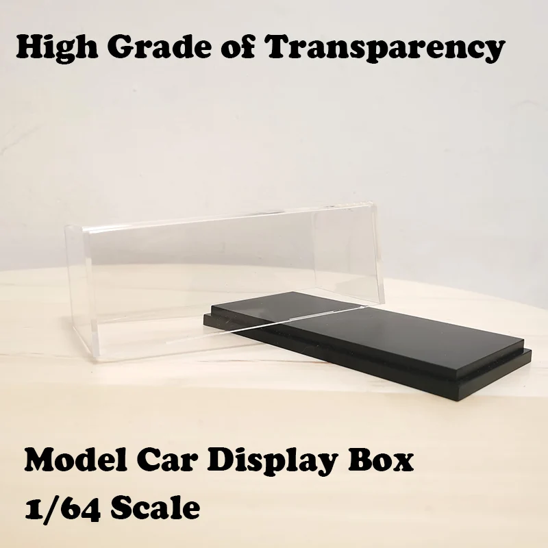 1:64 Model Car Acrylic Case Transparent Dustproof with Black Base Display Box High Grade of Transparency Acrylic Box