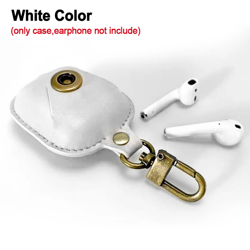 Белый Кожаный чехол для Apple Airpods, ударопрочный чехол с брелком для Apple AirPods 1/2, чехол для наушников s Для Air Pods, защитный чехол - Цвет: Белый