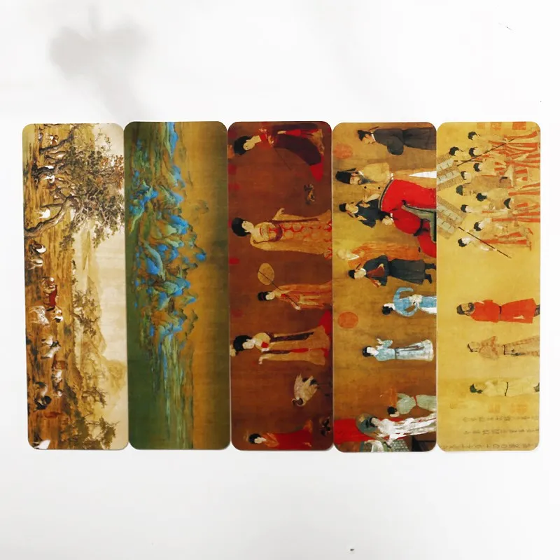 10 Pcs/Set Chinese Famous Paintings Paper Bookmarks Ancient Style Book Holder Message Card Gift Stationery