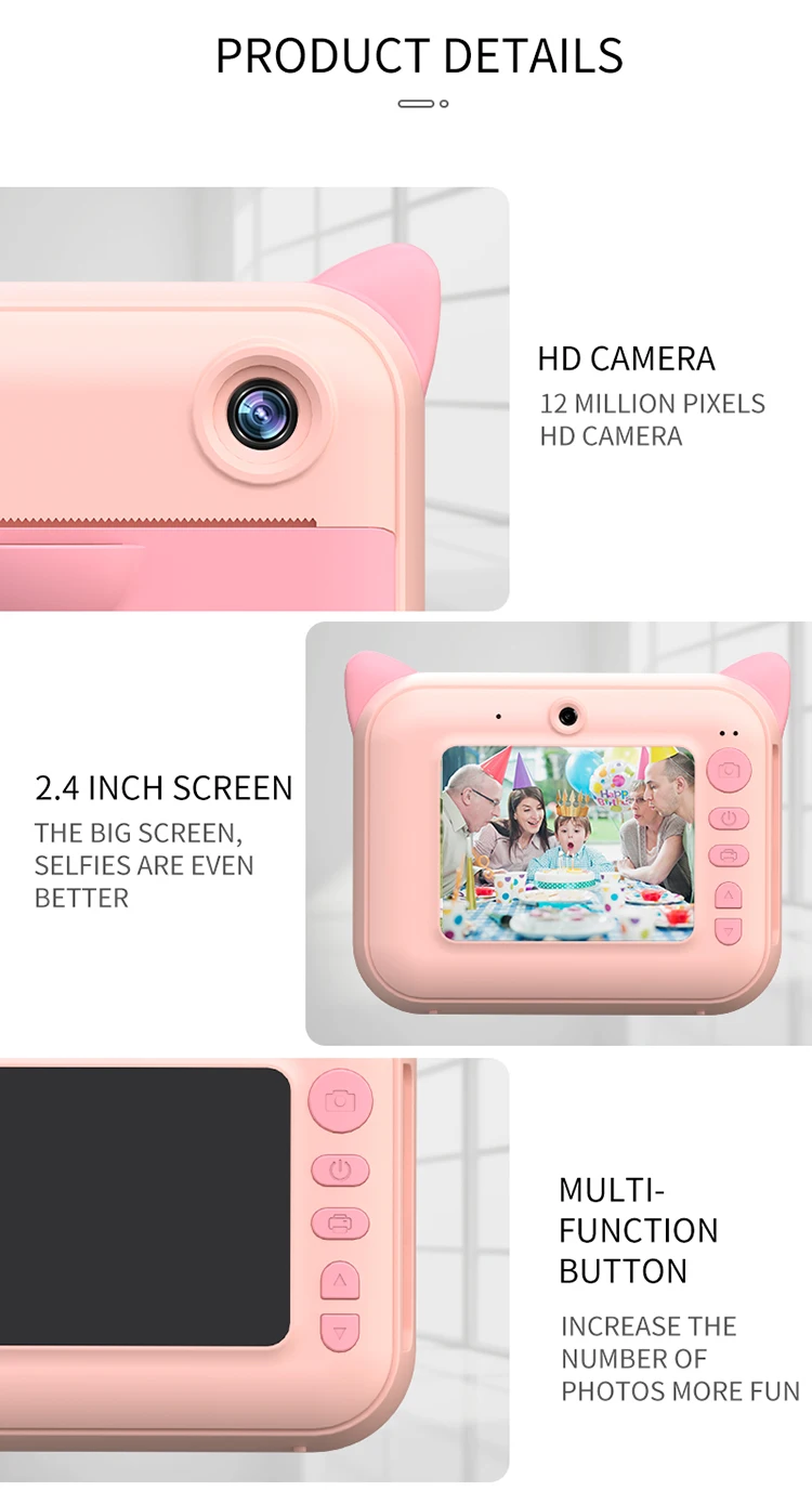 Children's Camera With Print Upgrade Selfie Kids Instant Camera Digital Zero Ink Video Camera Dual Lens 1080P HD Video Recorder best small digital camera