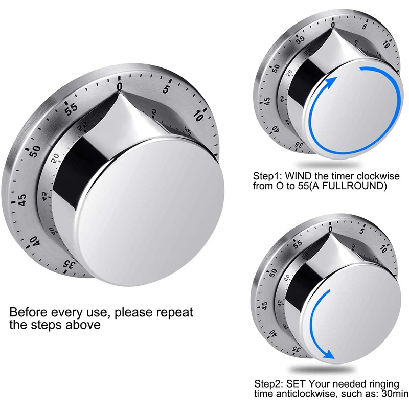 Kitchen Timer, Chef Cooking Timer Clock With Load Alarm, Mechanical - Magnetic Backing, 60 Minute Countdown Reminder Kitchen Timer, Chef Cooking Timer Clock With Load Alarm, Mechanical - Magnetic Backing, 60 Minute Countdown Reminder