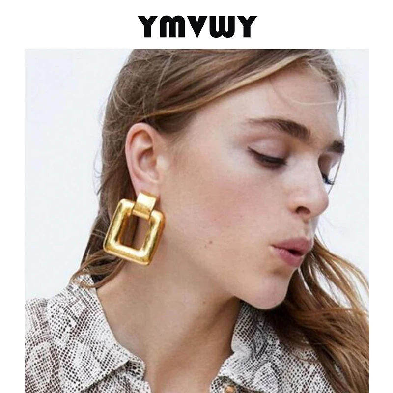 YMVWY Minimalist Stylish Square Geometric Drop Earrings for Women Zinc Alloy Bijoux Za Fantaisie Femme Aros Mujer Oreja | Украшения и