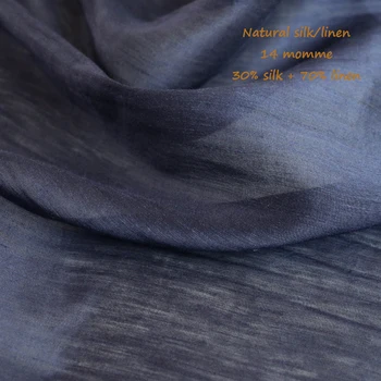 

100cm*140cm Natural flax silk linen fabric navy silk material for gown lining
