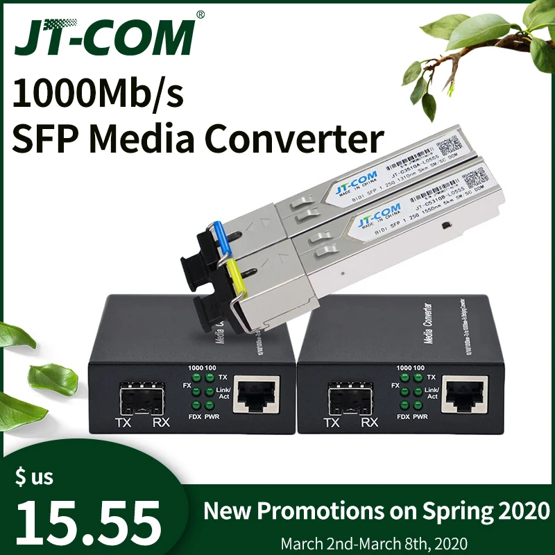 Гигабитный медиаконвертер SFP модуль приемопередатчика 5 км 1000 Мбит/с быстрый Ethernet RJ45 в волоконно-оптический коммутатор 2 порта SC одиночный р... Гигабитный медиаконвертер SFP модуль приемопередатчика 5 км 1000 Мбит/с быстрый Ethernet RJ45 в волоконно-оптический коммутатор 2 порта SC одиночный р...