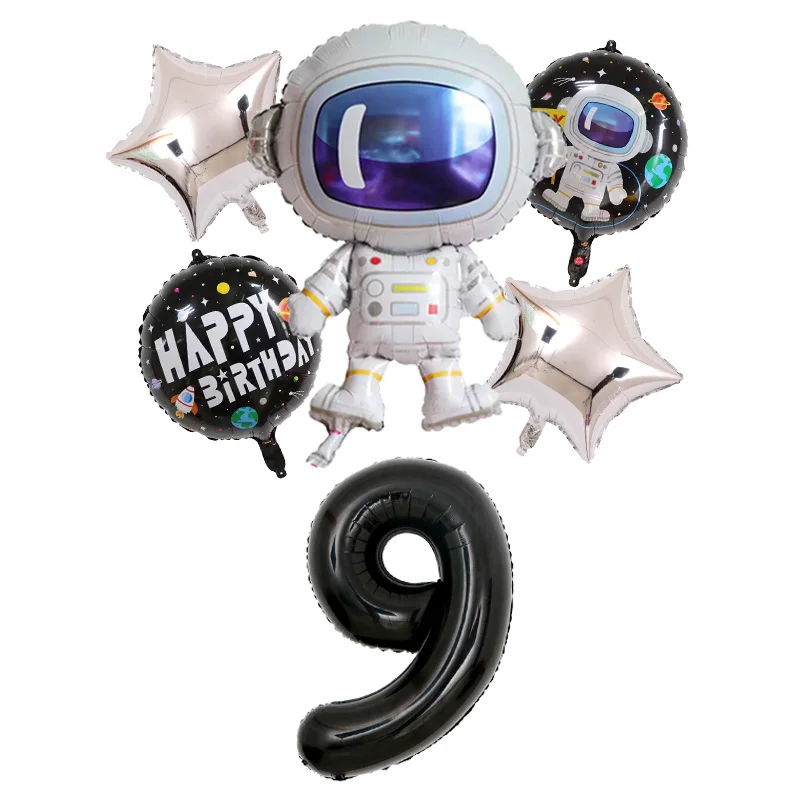 6 шт./лот вечерние воздушные шары космонавта ракета фольги Воздушные шары галактики тема вечерние для мальчиков День Рождения Декор гелиевые шары - Цвет: set 9