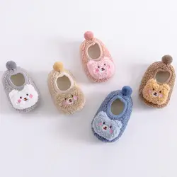 1 Pair Infant Slippers Anti-slip 5 Colors High Elastic Newborn Thickened Crib Shoes Socks   Crib Shoes  for Household
