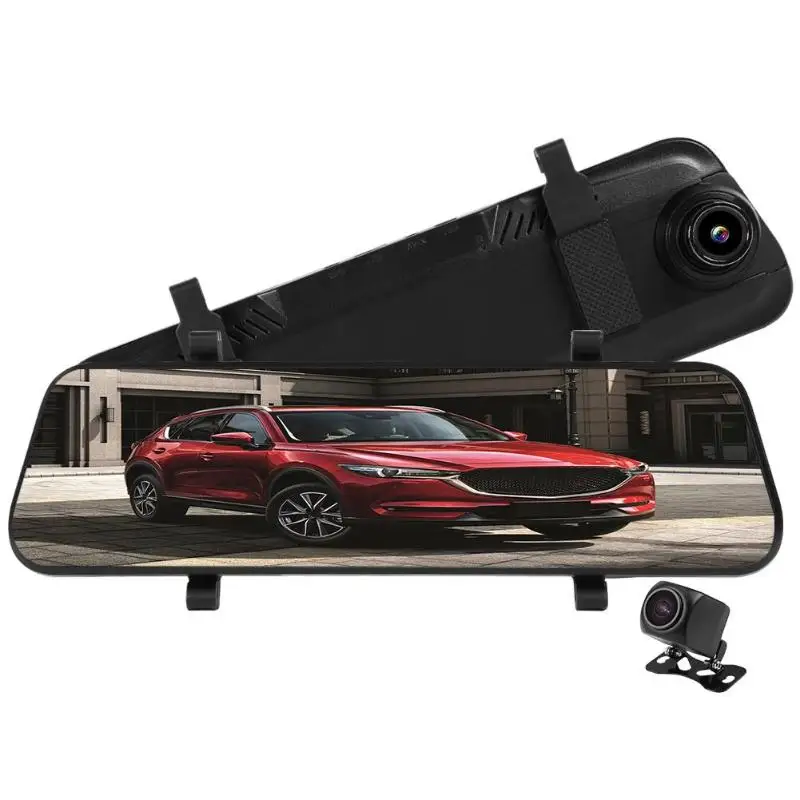 V96A 1080P Автомобильный видеорегистратор Камера 9,66 дюймов зеркало заднего вида полноэкранный экран заднего обзора циклическое воспроизведение видео трек двойной объектив Dashcam