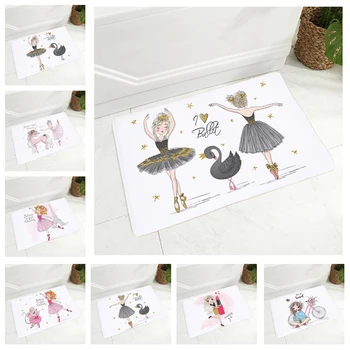 

Lychee Life Ballet Girl Doormat Non-Slip Printed Soft Flannel Carpet Decor Cartoon Star Floor Door Mat for Hallway 40x60cm Carpe