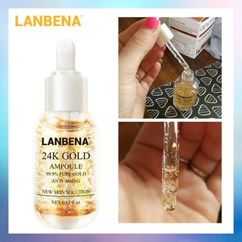 

LANBENA 24K Gold Ampoule Serum Essence Anti Wrinkle Anti Aging Fine Lines Moisturizing Whitening Firming Face Cream Skin Care