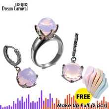 DreamCarnival1989 Новое поступление купольная огранка розовый цвет циркониевые кольца+ серьги набор Корона Форма Топ Бренд Качество ювелирные изделия ER3819PNS2