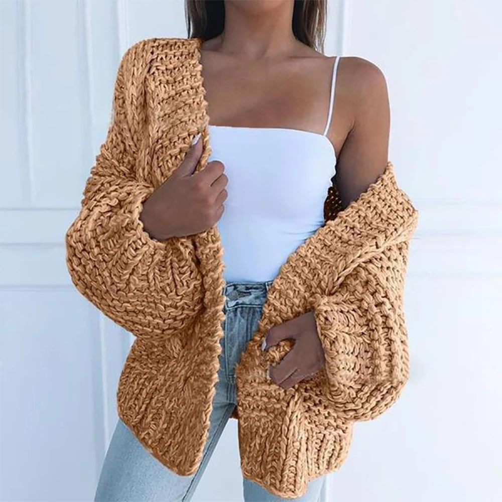 

MoneRffi 2020 New Spring Women Thick Sweater Cardigan Warm Solid Color Open Front Coat Warm Open Front All-match Sweater S-3XL