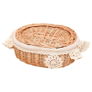 

Wicker Rattan Storage Basket Large With Lid Snack Basket Home Living Room Decor Toy Debris Finishing Storage Tool Storage Basket