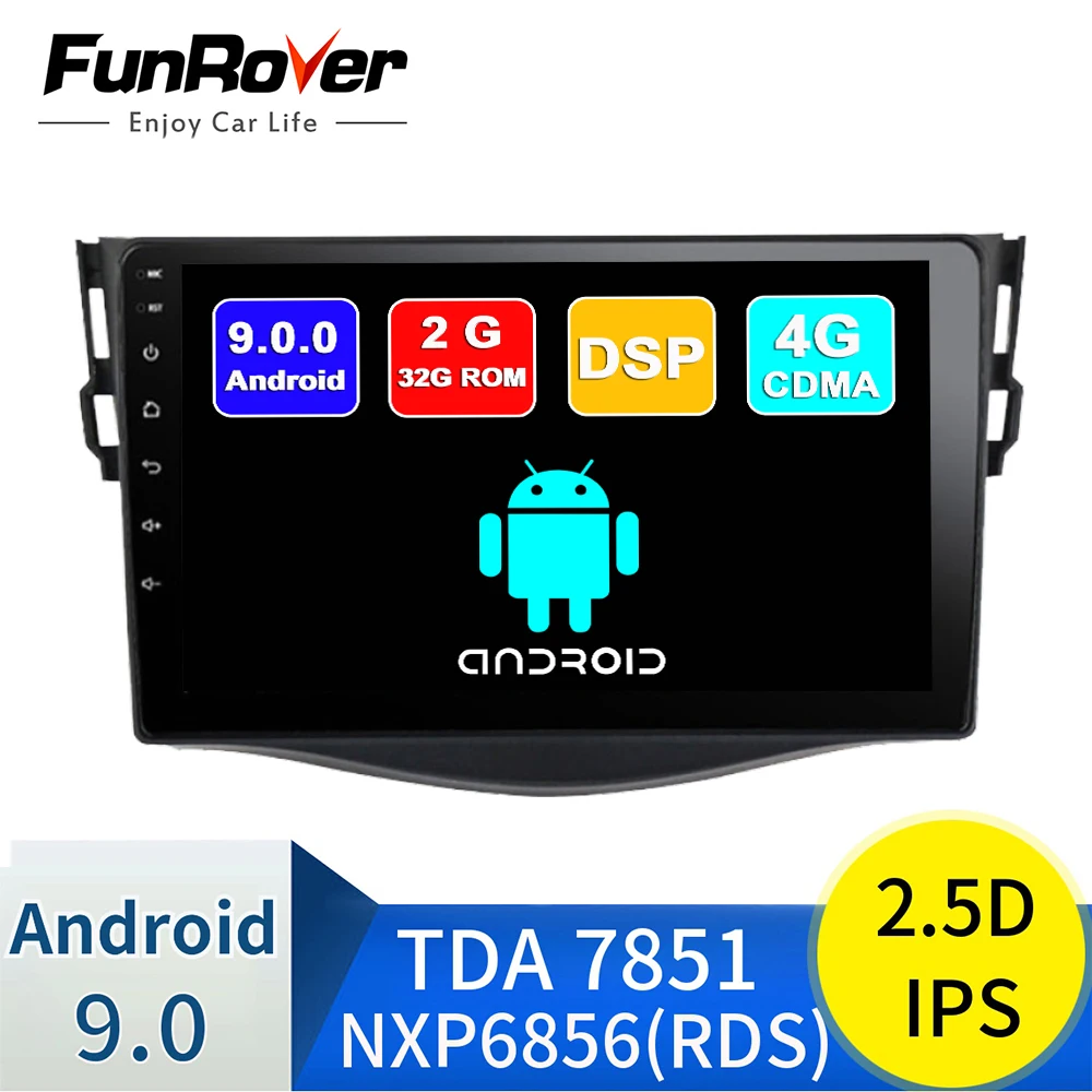 Автомобильный dvd-плеер FUNROVER 2.5D+ ips 2 din Android 9,0 gps для RAV4 Rav 4 2007 2008 2009 2010 2011 Автомобильный Радио gps навигационный плеер