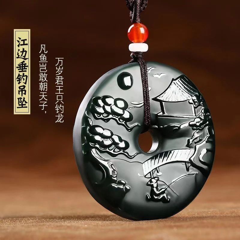 

Отличная подвеска с изображением круглого ландшафта, амулет рыбака, подвесной талисман в виде бутылки, зеленый нефрит