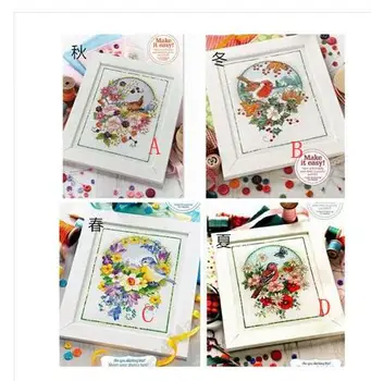 

Mouse avatar Counted Cross Stitch Kit Cross stitch RS cotton with cross stitch FOUR seasons birds