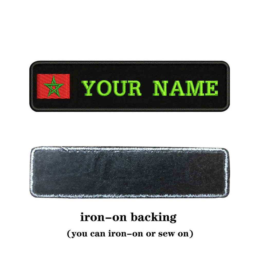 light green-iron on Таможня вышивка флаг Марокко имя заплатка с текстом 10 см* 2,5 см значок Утюг на или липучке Подложка для одежды брюки рюкзак шляпа - Цвет: light green-iron on
