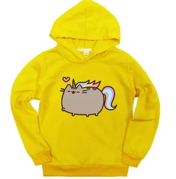 

Spring Autumn Children Long Sleeve Hoodies Boys Girls Sweatshirt Cartoon Pullover Pusheen Print Baby Jumper Coat Hooded Tops Tee
