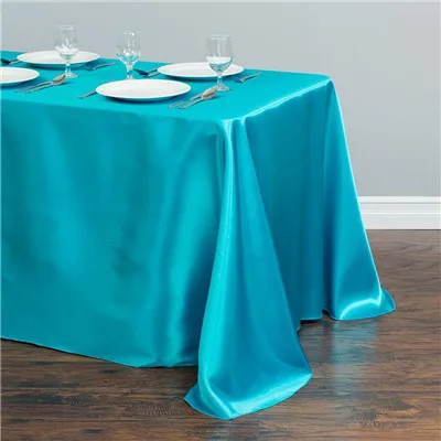 18 turquoise Салфетка на свадьбу белая атласная скатерть квадратная скатерть накладка на стол Свадебная вечеринка украшение на день рождения отеля - Цвет: 18 turquoise