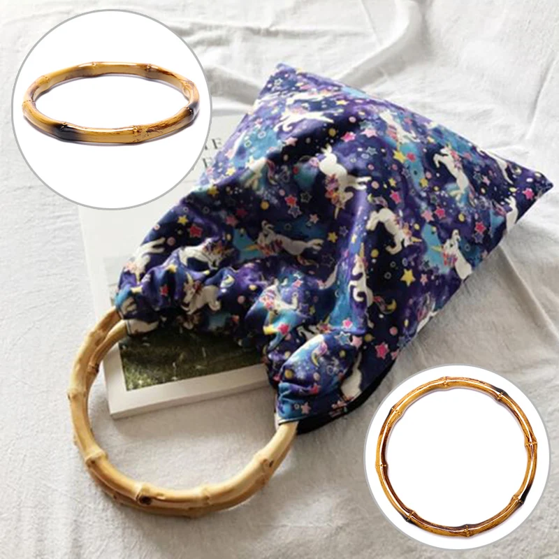 

1PC Round Bamboo Bag Handle for Handcrafted Handbag DIY bag accessories handbag strap o bag handles Hot Sale
