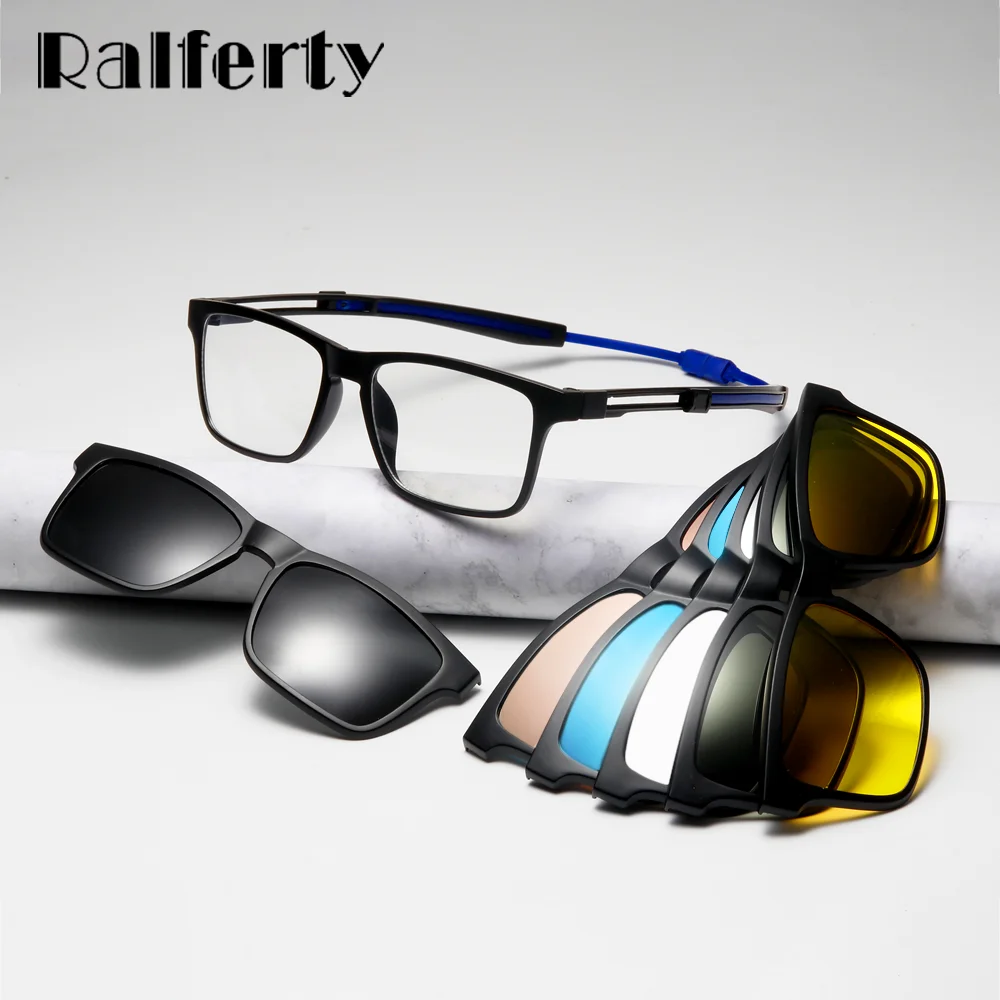 Ralferty-gafas de sol para hombre y mujer, lentes de sol con montura óptica, con Clip, deportivas, Anti-azul, cuadradas, para colgar en el cuello - AliExpress Accesorios para la ropa