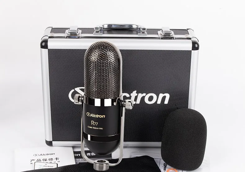 Alctron R77 активный ленточный микрофон с фигуркой-8 Полярный узор, студийный Профессиональный звукозаписывающий микрофон для трансляции звука усиления