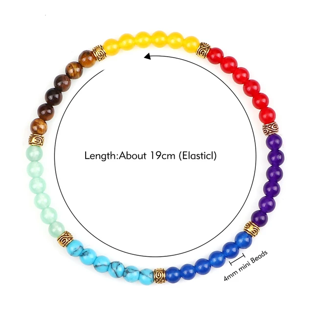 4mm Mini Beads Bracelets Reiki 7 Chakra Healing Balance Bracelet for Women Men Natural Stone Yoga Handmade Bangles femme Jewelry 4mm Elastic