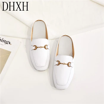 

Summer new Baotou flat bottom half slippers female fashion metal buckle wear slippers female wild net red sandals