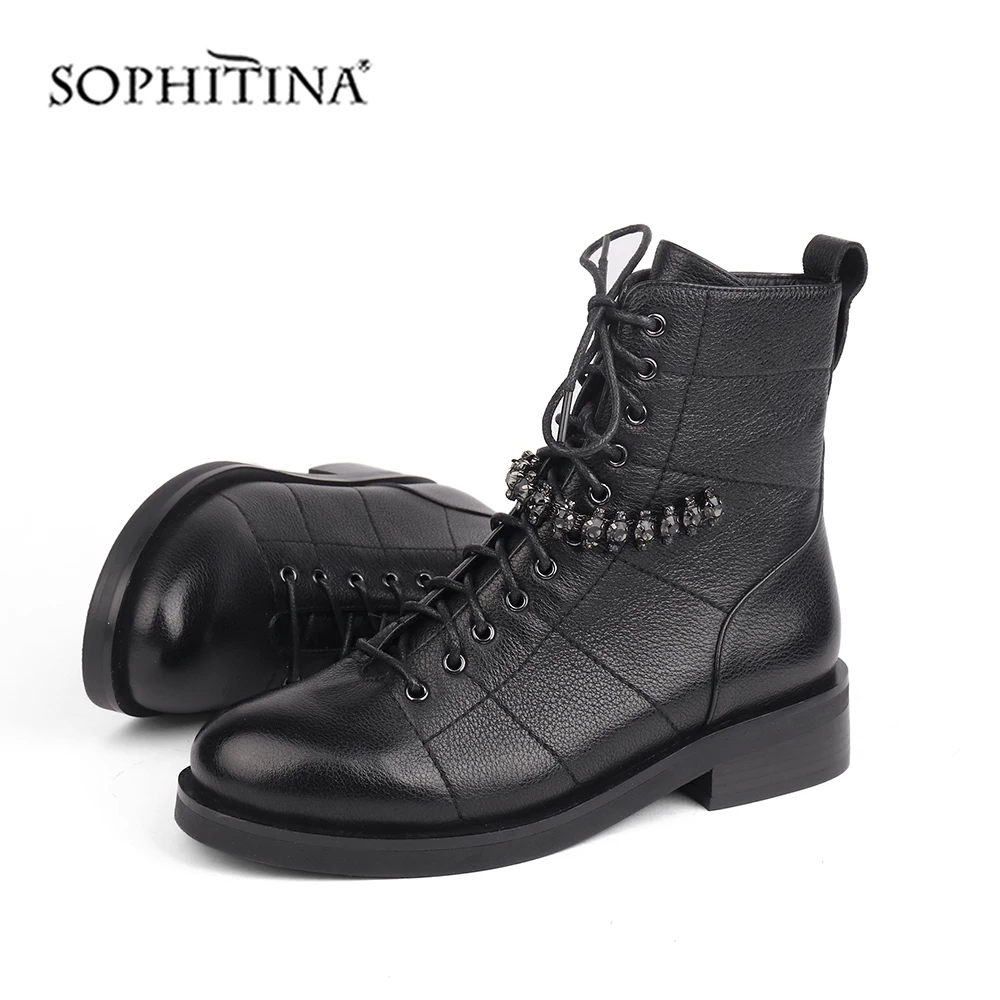 SOPHITINA/модные ботинки с металлическими украшениями особый дизайн обувь из