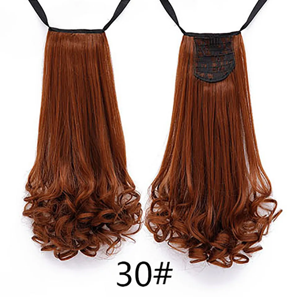 AOSIWIG 2" длинные женские кудрявые конский хвост парики конский волос шиньон для наращивания синтетические зажимы для волос накладные шиньоны в виде конского хвоста - Цвет: #22