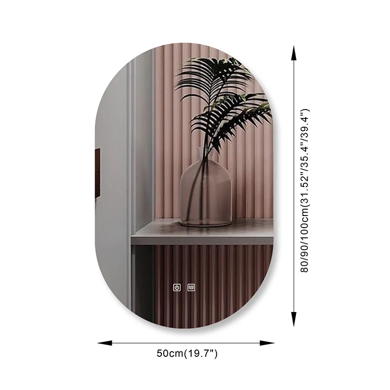 Oval Smart Vanity Bathroom Mirror High Quality Refection Three Color Brightness Dimmer With Anti-fog LED Hotel bath Mirror 6