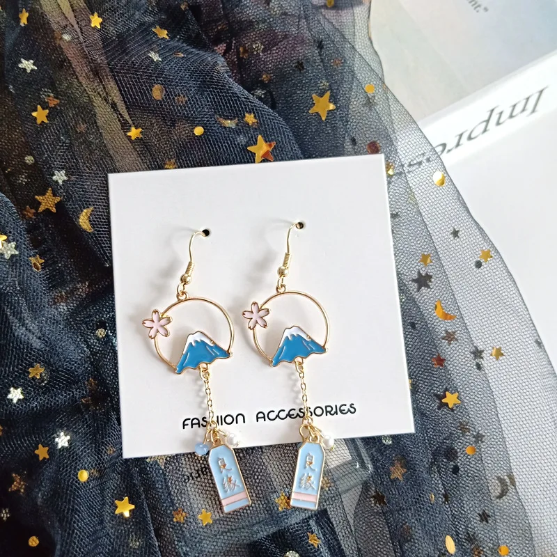 mount pierced ears Японское крепление Fuji Клипсы Серьги забавные китайские милые Мультяшные животные Кролик кошка Клипсы Серьги без пирсинга для женщин девушек - Окраска металла: mount pierced ears