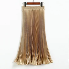 Зимняя винтажная длинная юбка женская белая черная Золотая юбка-пачка с высокой талией Женская юбка в складки юбка jupe femme