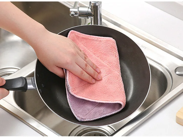 Kitchen Double-Sided Non-Stick Oil Dishcloth Thick Cleaning cloth Wipe Floor Furniture ca zhuo bu Water-Absorbing Not Shed Clean