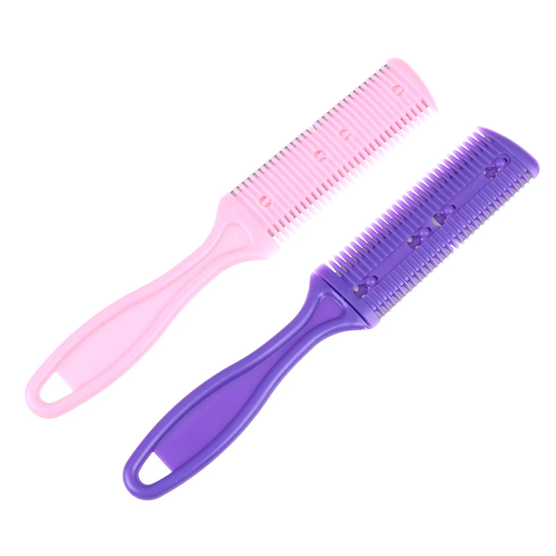 1pcs DIY Trimmer Inside With Blades Hair Brush Hair Razor Comb Handle Hair Razor Cutting Thinning Comb Home Color Random