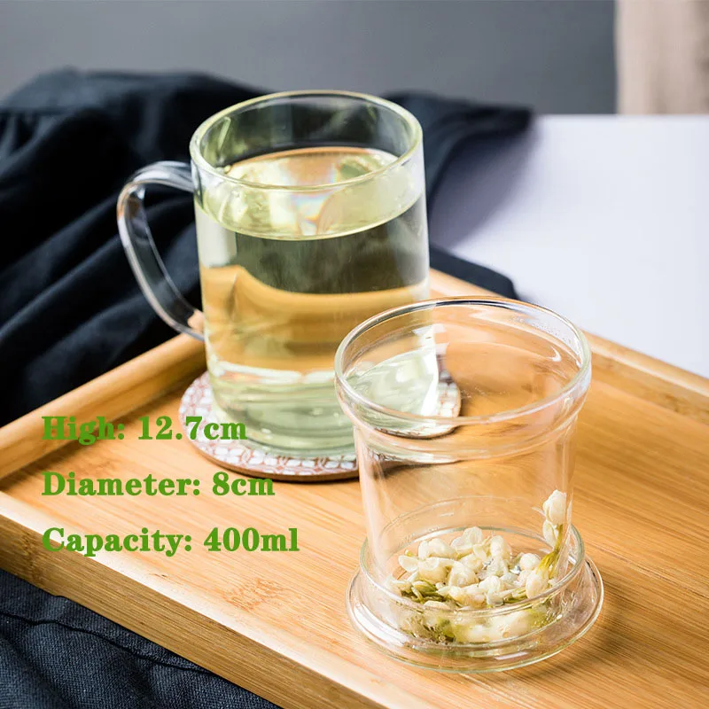 Tea Infuser Household Puer Glass Teacup Office Heat Resistant High Temperature Explosion Proof Rose Flower Tea Cups Mugs tea cup