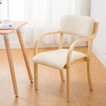 

Dining Chair Solid Wood Chair Back Chair Study Home Dining Room Modern Simple Computer Chair Coffee Chair with Armrest