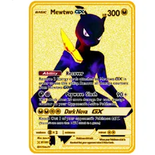 Cartes à jouer Pokemon, en métal doré brillant, étiquette de jeu Dragon respirant, équipe Battle A La Carte, jouets pour enfants